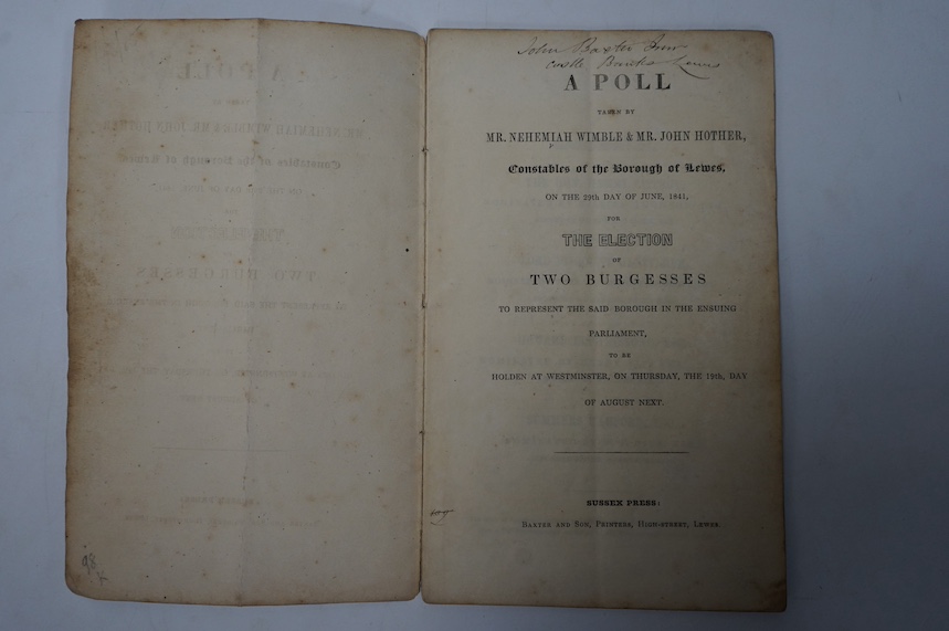 Lewes Interest. Poll Book, Lewes Election June 29th 1841.